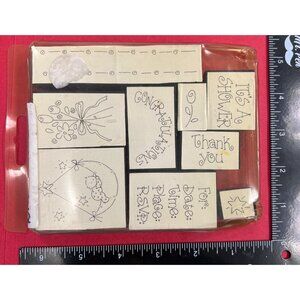 VINTAGE 9 Pc Foam Mounted Rubber Stamp set Brides and Babies 1994 By Stampin Up